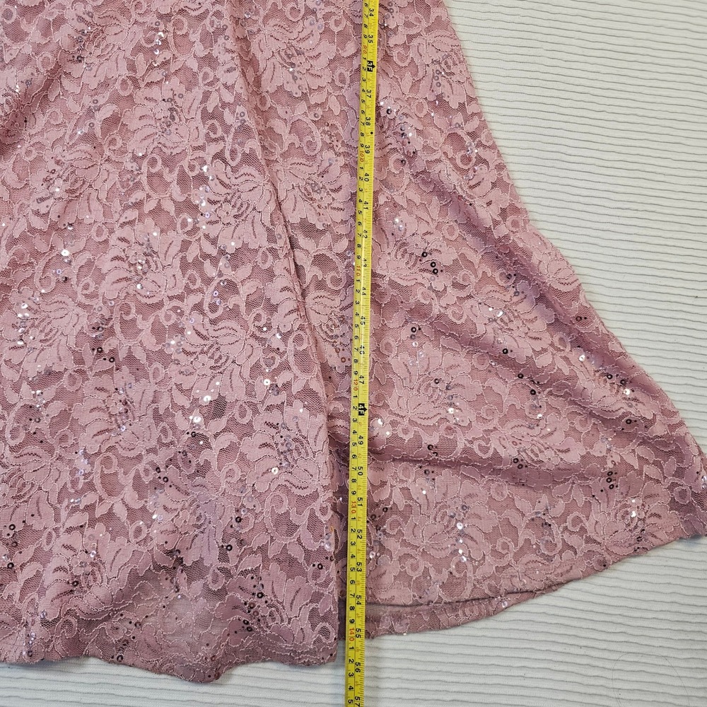 La Scala Pink Lace Sequin Mermaid Evening Gown Dress 23555 Large - Picture 4 of 7